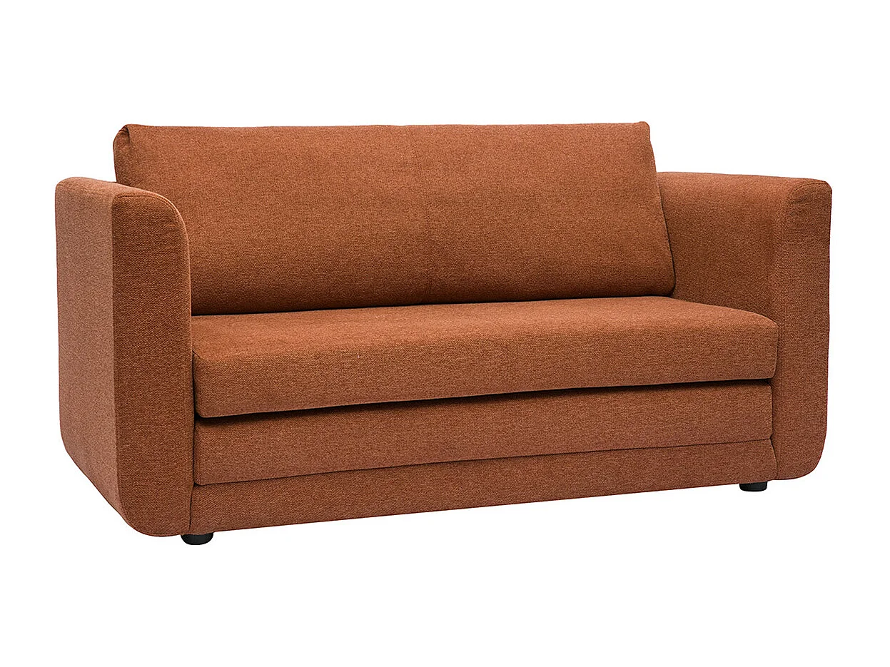 Canapé convertible 2 places en tissu effet velours texturé terre brûlée LEON