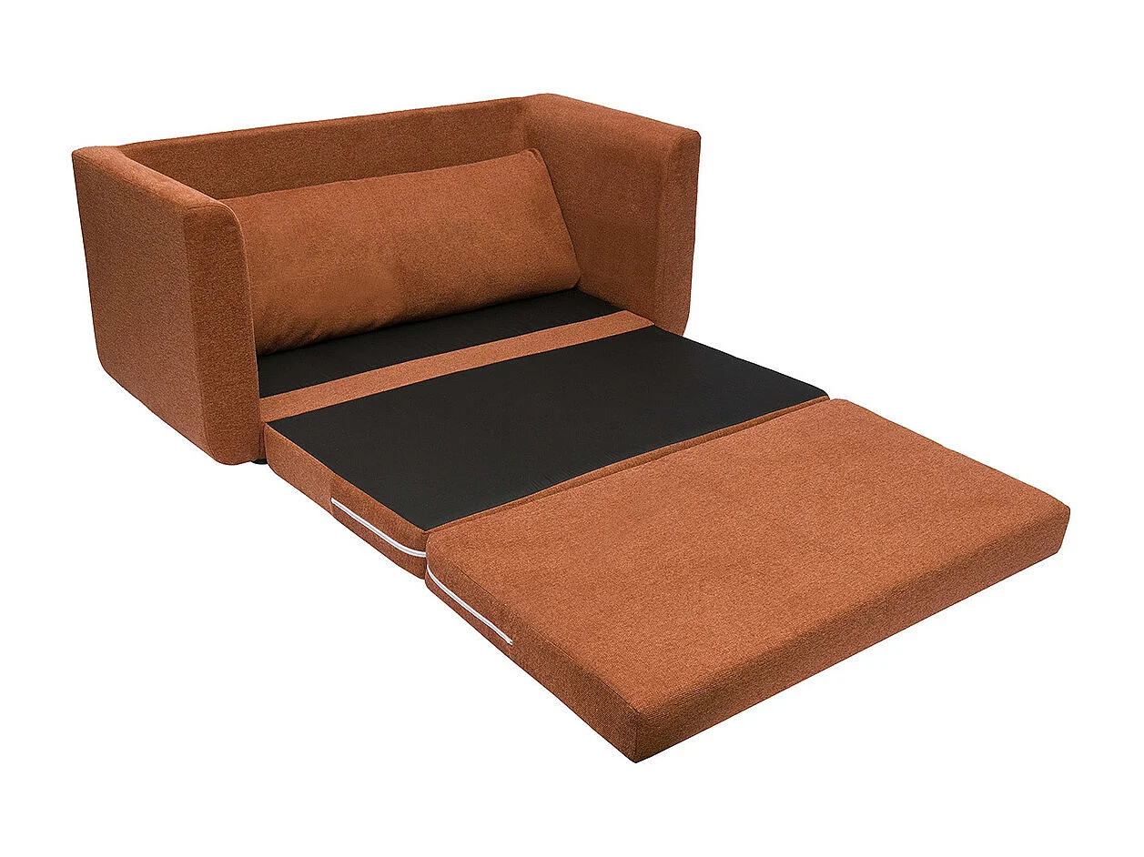 Canapé convertible 2 places en tissu effet velours texturé terre brûlée LEON