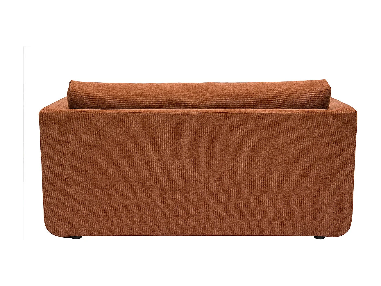 Canapé convertible 2 places en tissu effet velours texturé terre brûlée LEON