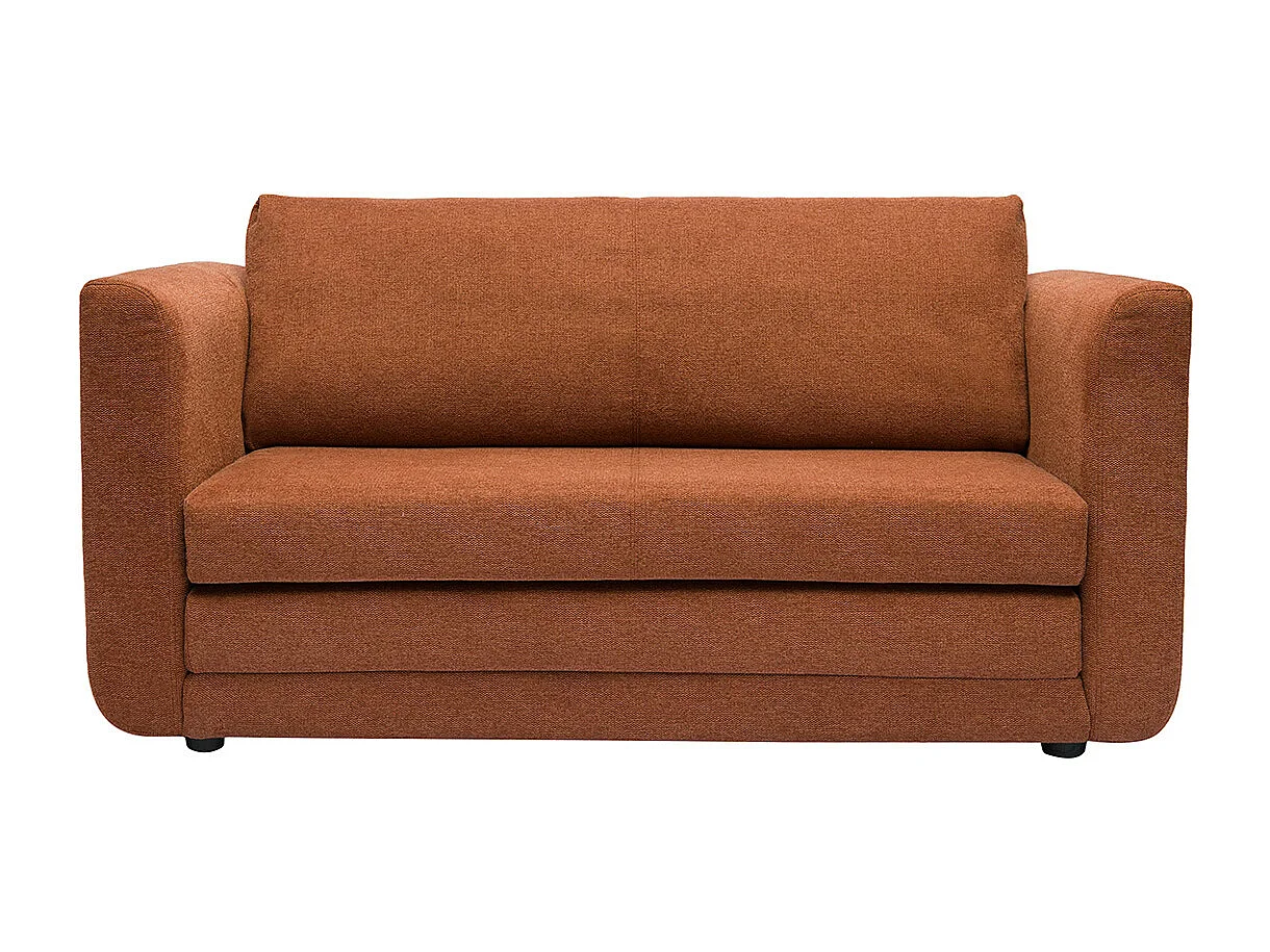 Canapé convertible 2 places en tissu effet velours texturé terre brûlée LEON