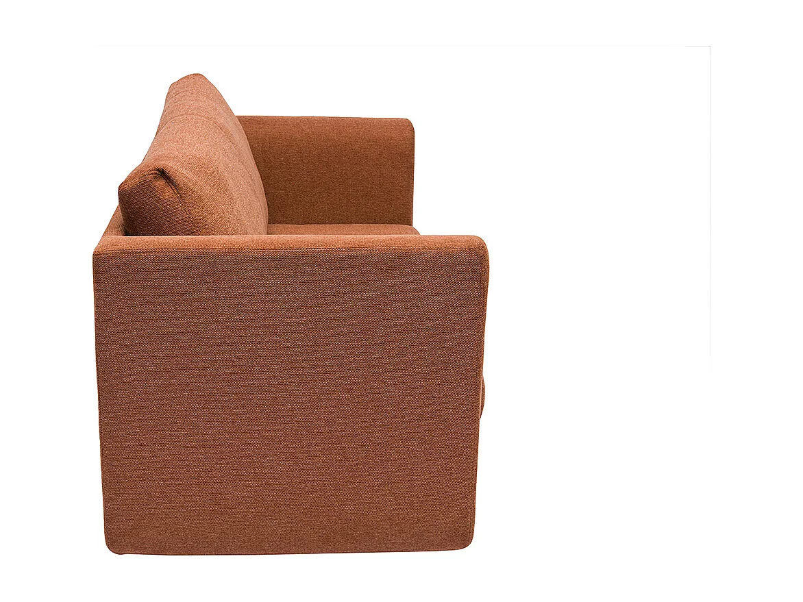 Canapé convertible 2 places en tissu effet velours texturé terre brûlée LEON