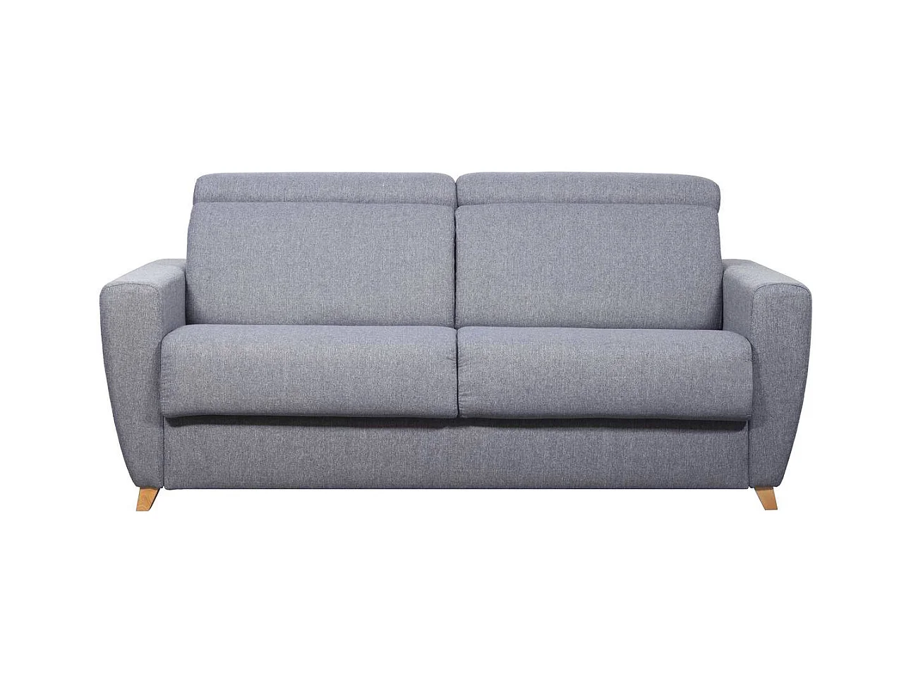 Sofá cama 3 plazas con reposacabezas regulables gris claro con colchón de 18 cm GOYA