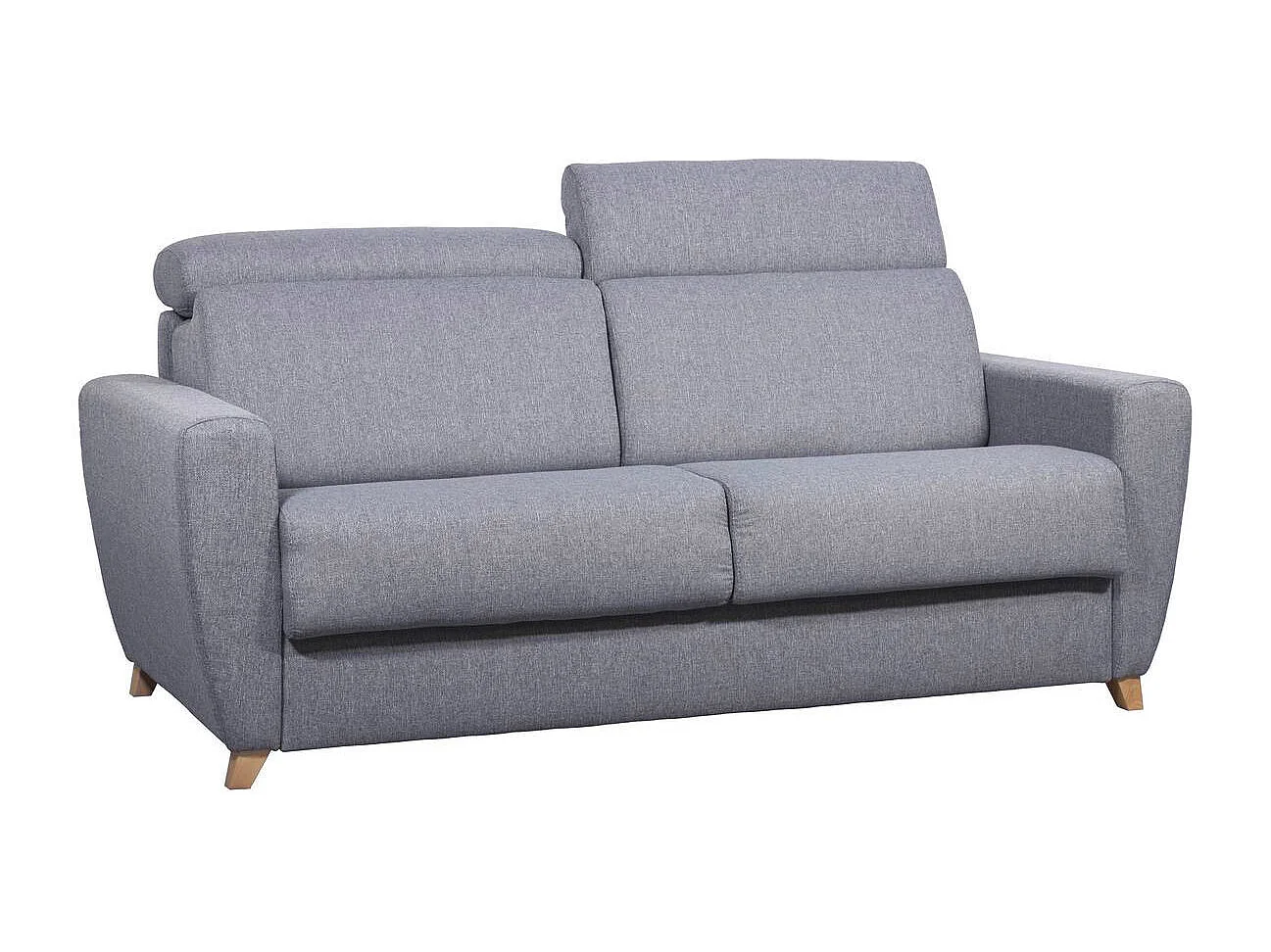 Divano letto 3 posti con poggiatesta regolabili e materasso 18 cm grigio chiaro GOYA