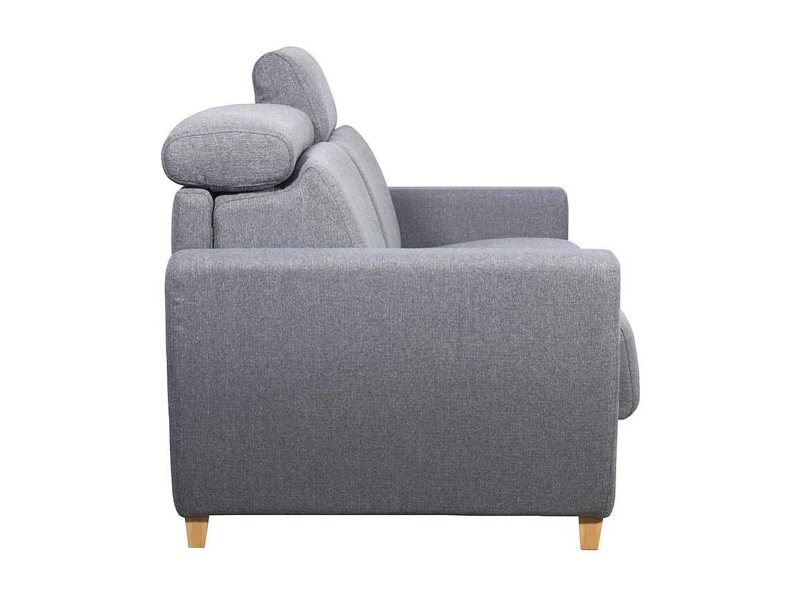 Sofá cama 3 plazas con reposacabezas regulables gris claro con colchón de 18 cm GOYA