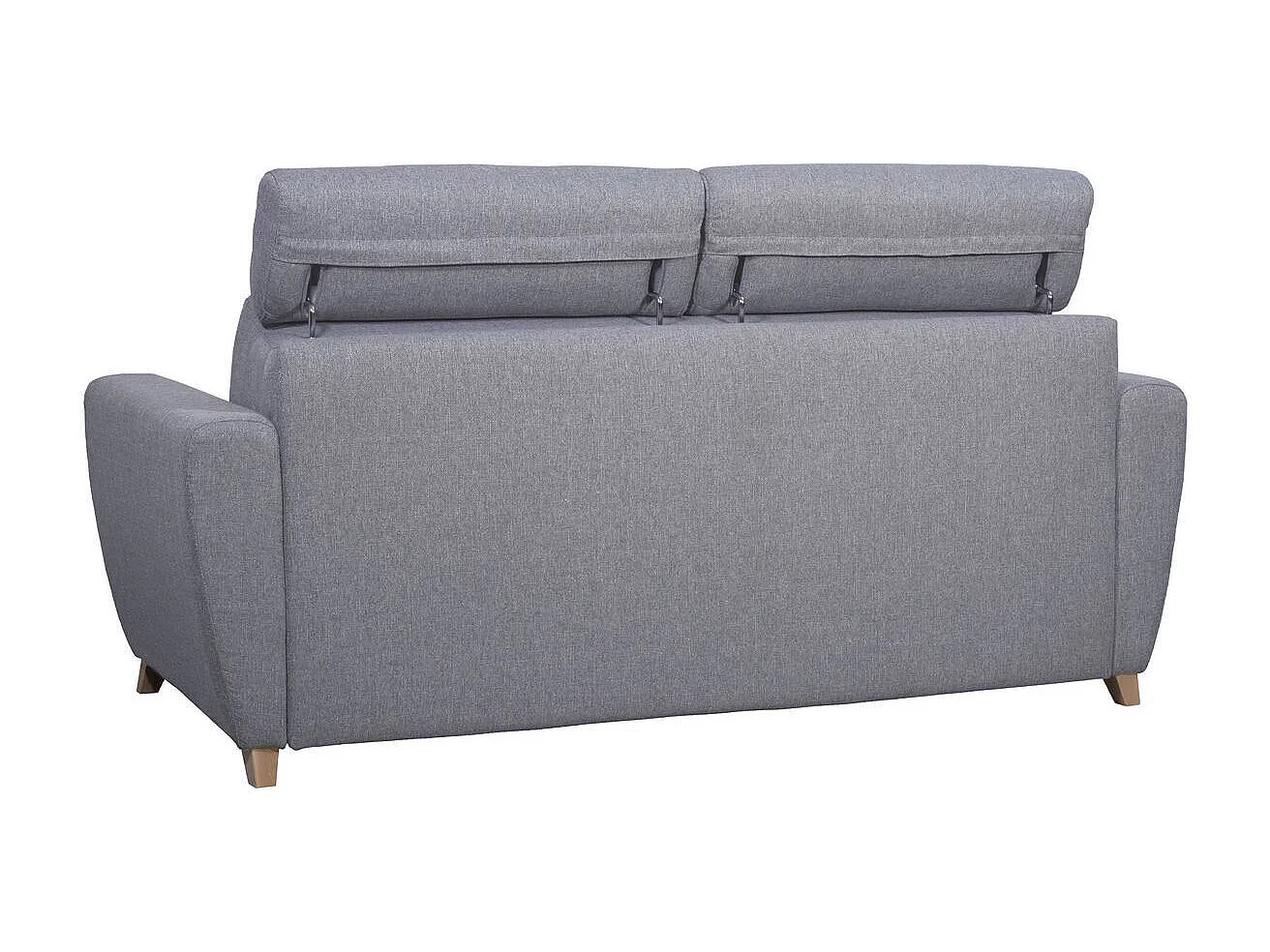Sofá cama 3 plazas con reposacabezas regulables gris claro con colchón de 18 cm GOYA