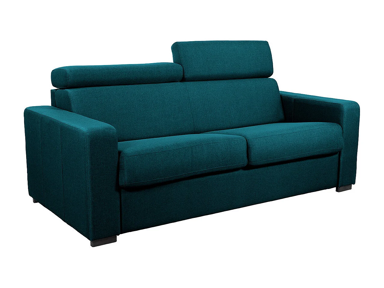 Sofá convertible 3 plazas con reposacabezas ajustables azul petróleo NORO