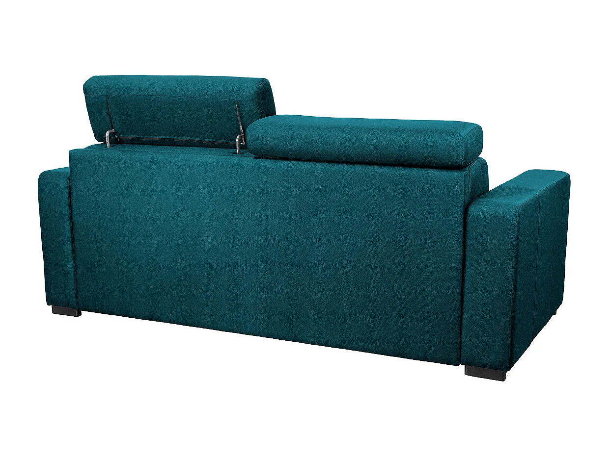 Sofá convertible 3 plazas con reposacabezas ajustables azul petróleo NORO