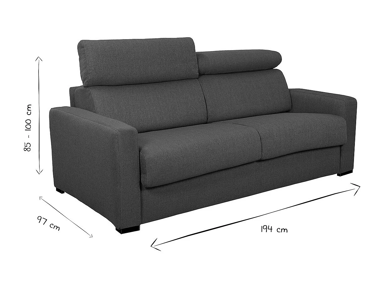 Sofá convertible 3 plazas con reposacabezas ajustables azul petróleo NORO