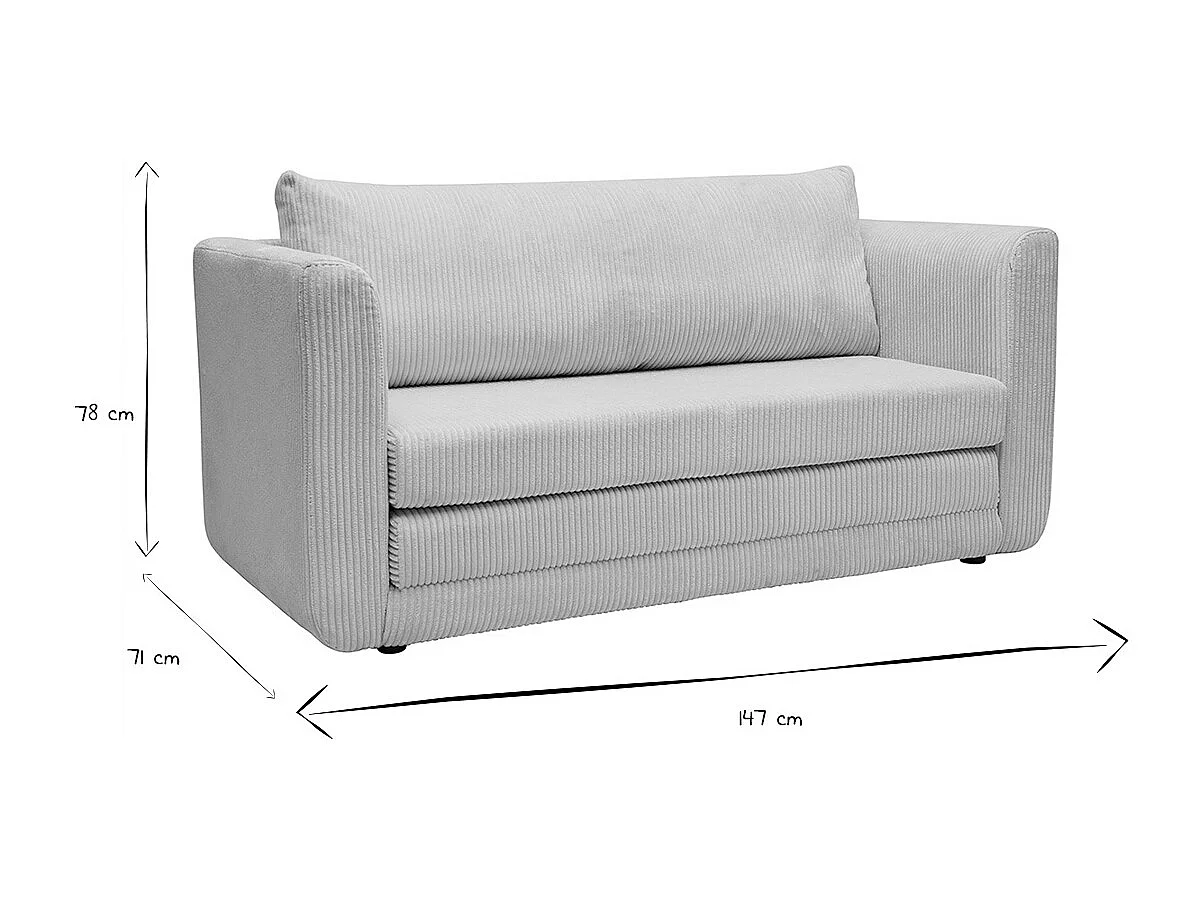 Sofá cama de 2 plazas de terciopelo cotelé beige LEON