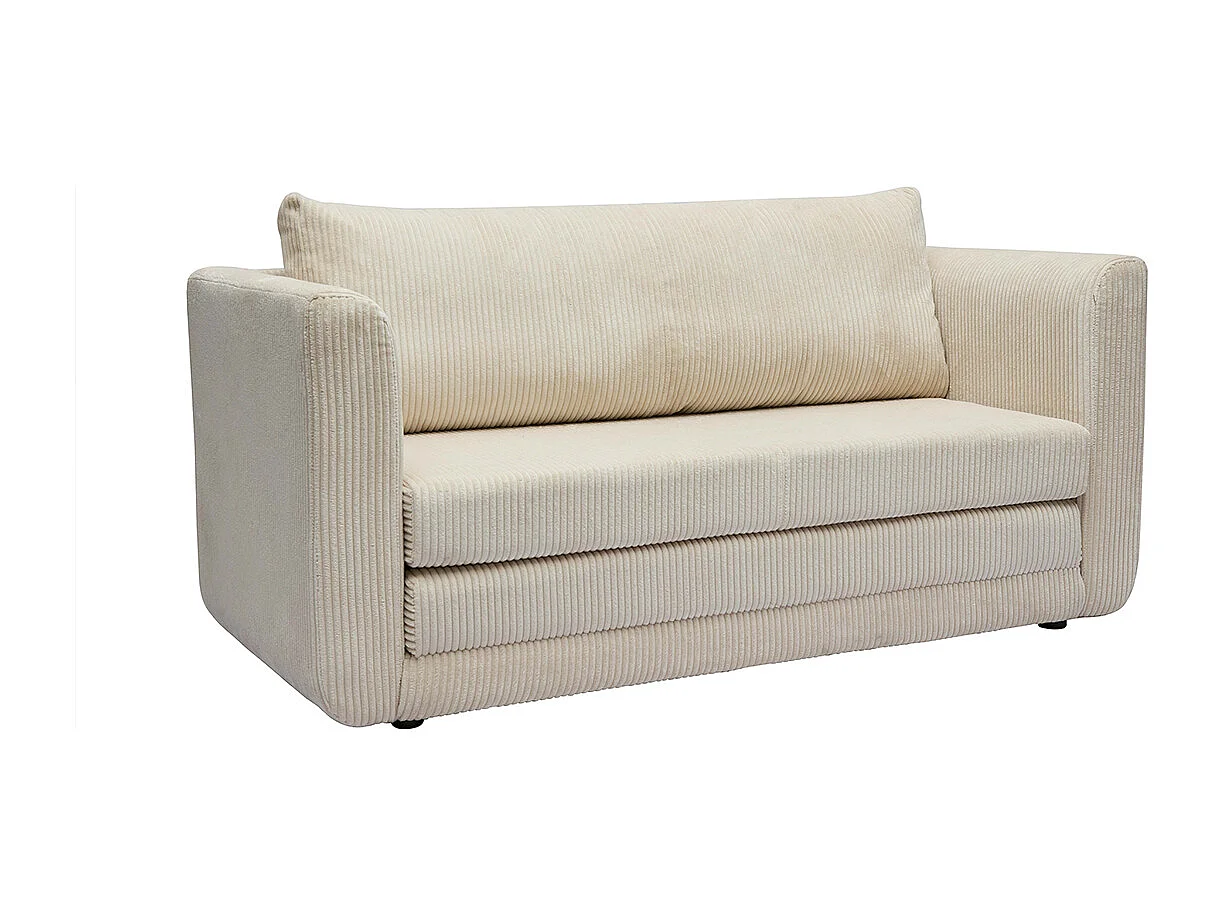 Sofá cama de 2 plazas de terciopelo cotelé beige LEON
