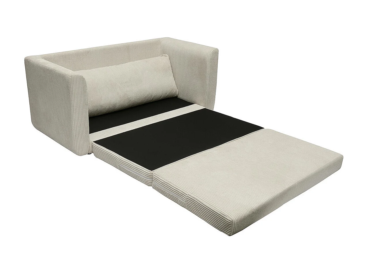Sofá cama de 2 plazas de terciopelo cotelé beige LEON