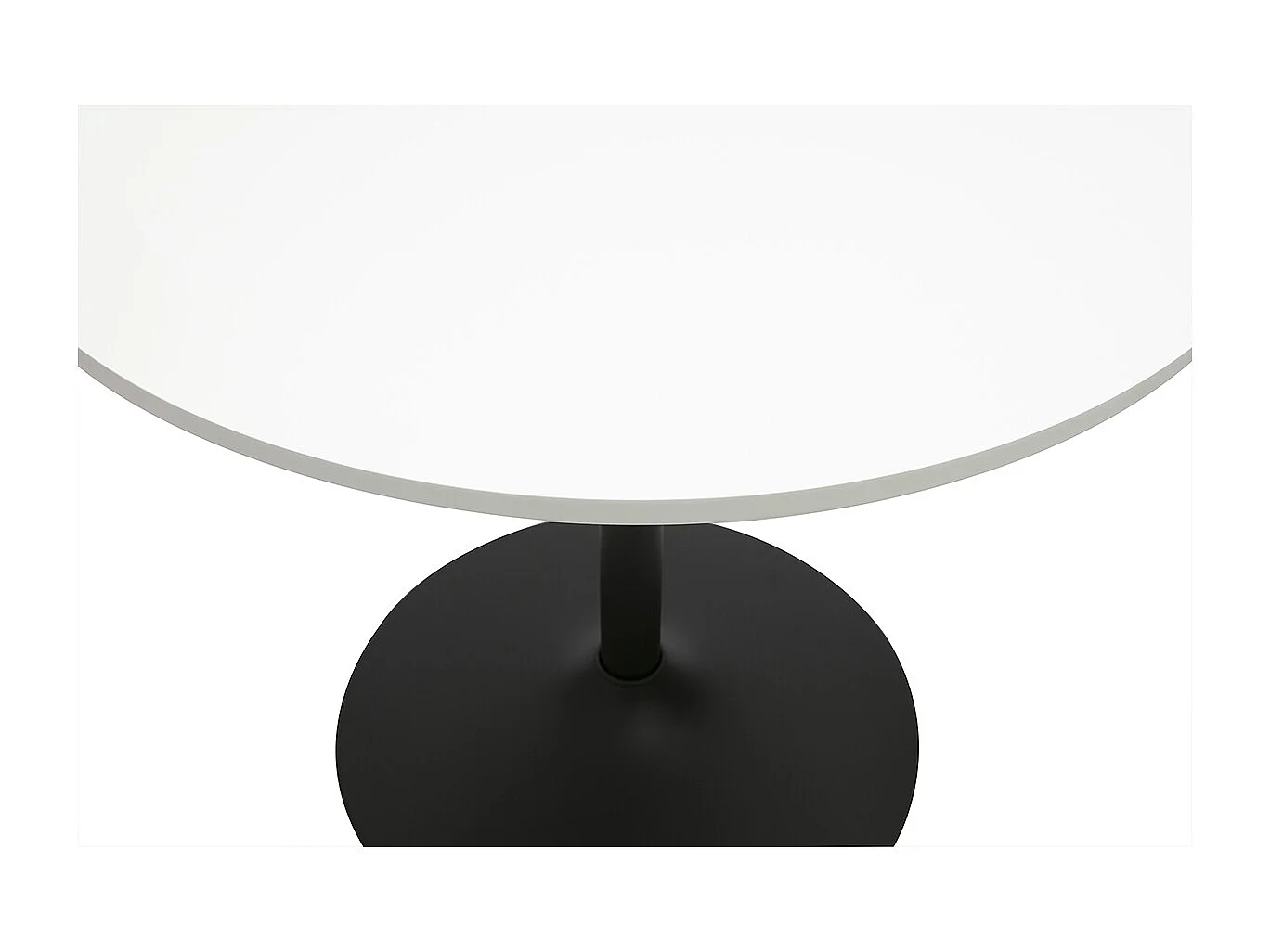 Table à manger design ronde blanche et métal noir D90 cm CALISTA