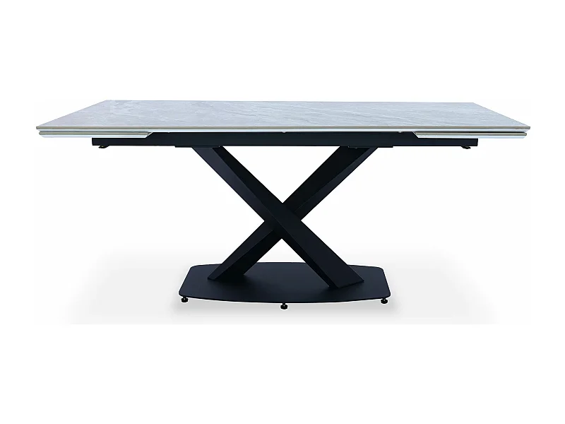 Table extensible moderne Valorane Céramique effet marbre gris pieds Noir