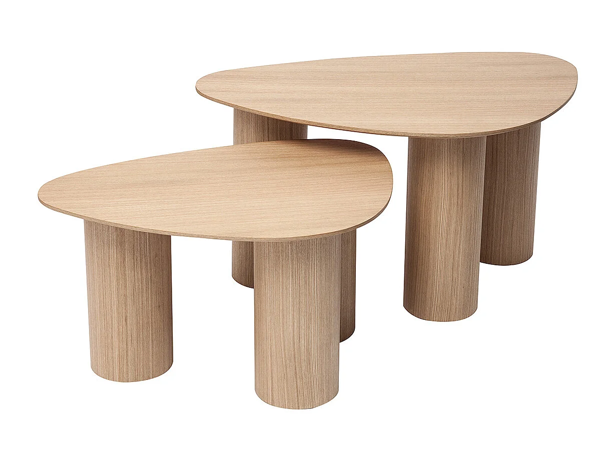 Tables basses gigognes design en bois clair (lot de 2) FOLEEN