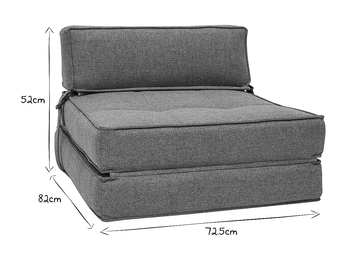 Poltrona letto 1 posto in tessuto grigio KATY