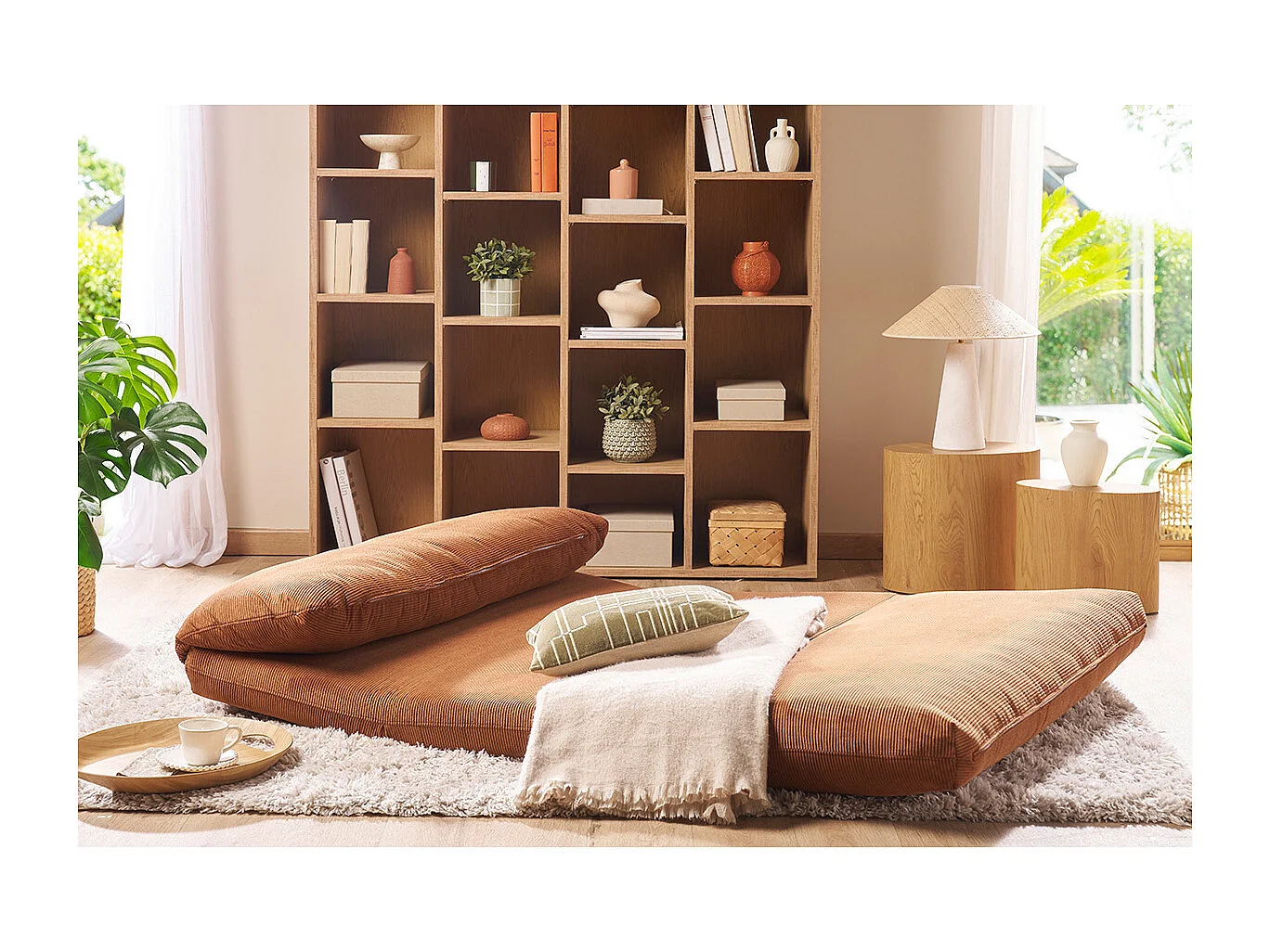 Schlafsessel aus Cordstoff in Kupferbraun 2-Sitzer SPENCER