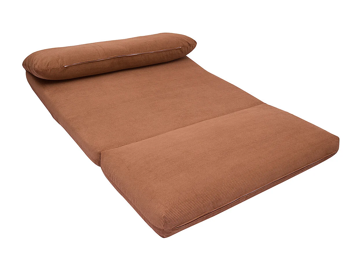 Chauffeuse convertible 2 places en tissu velours côtelé terre brûlée SPENCER