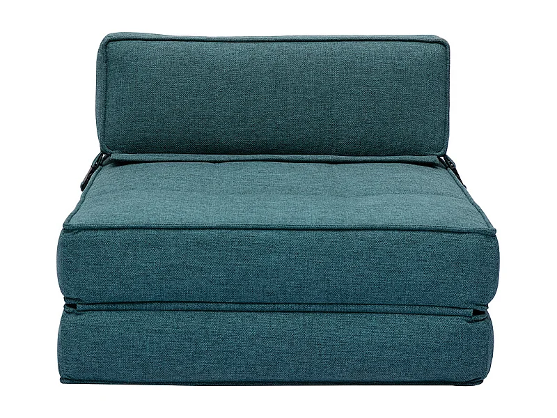 Chauffeuse 1 place convertible en tissu bleu canard KATY