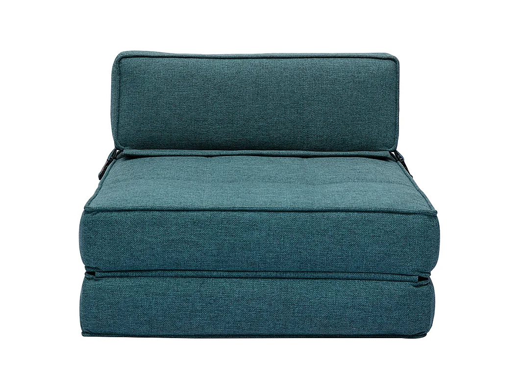 Chauffeuse 1 place convertible en tissu bleu canard KATY