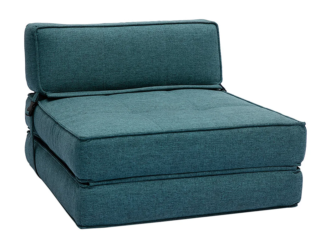 Chauffeuse 1 place convertible en tissu bleu canard KATY