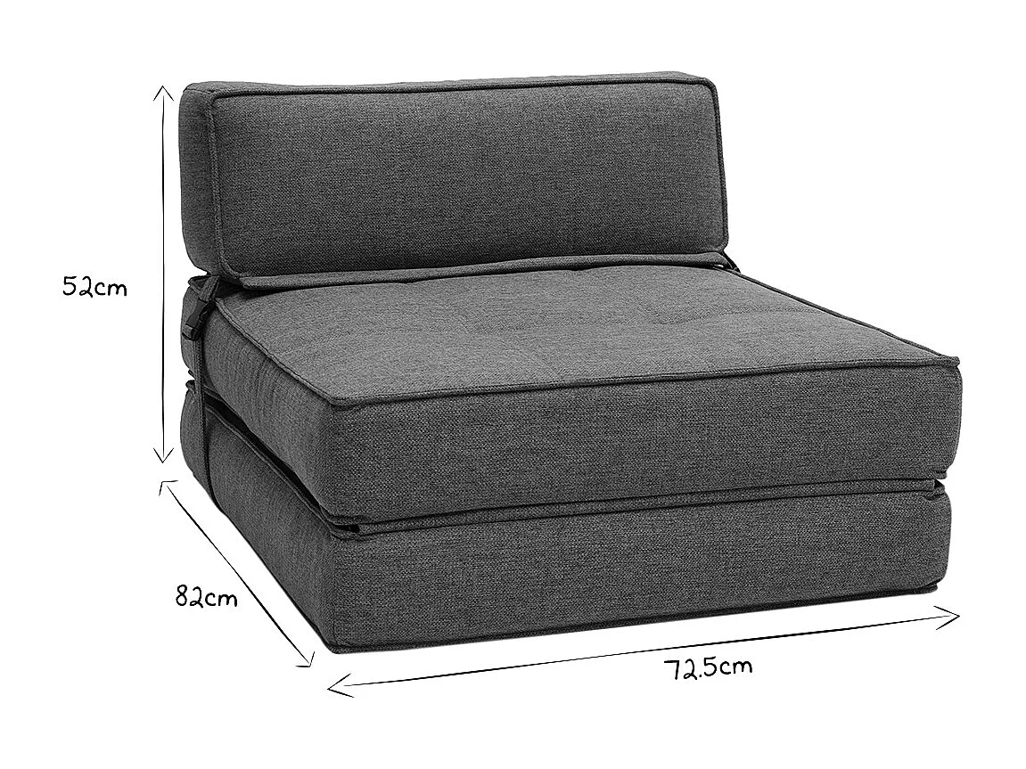 Chauffeuse 1 place convertible en tissu bleu canard KATY