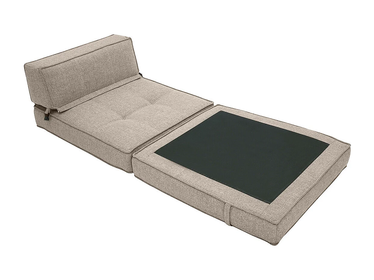 Sillón cama de 1 plaza de tela color topo KATY