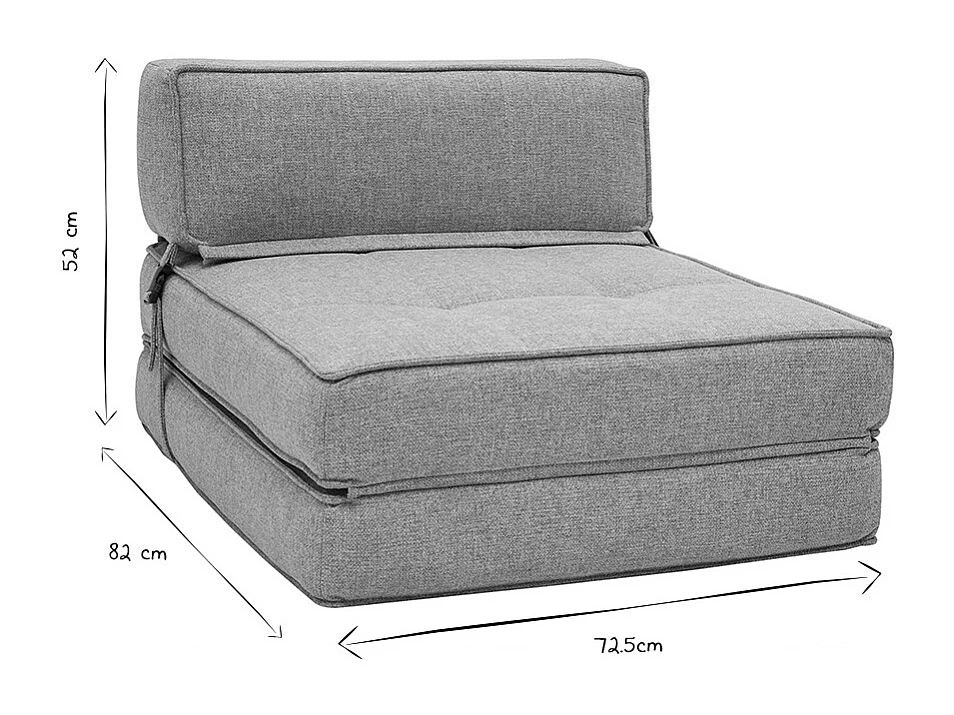 Sillón cama de 1 plaza de tela color topo KATY