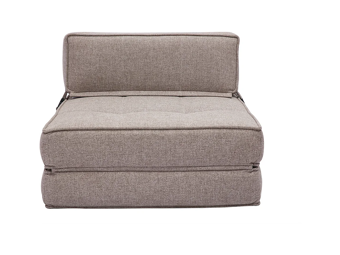 Chauffeuse 1 place convertible en tissu taupe KATY