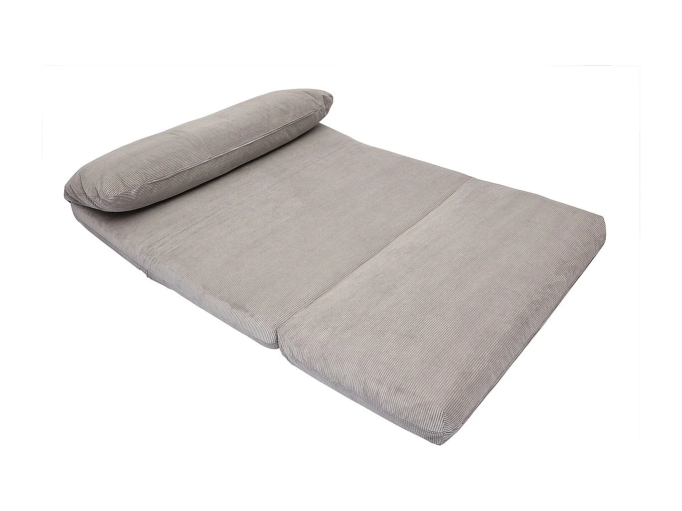 Chauffeuse convertible 2 places en tissu velours côtelé gris clair SPENCER