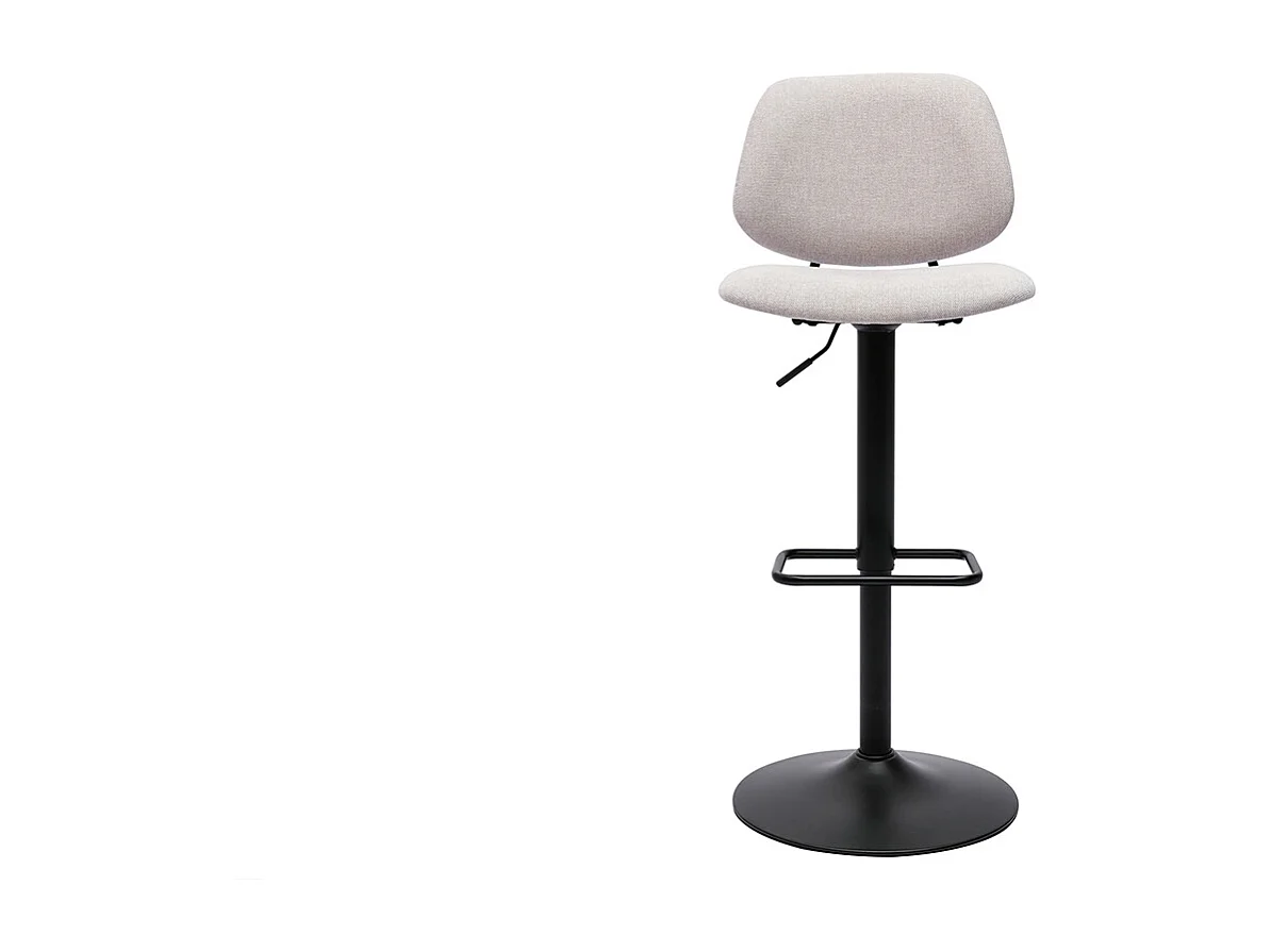 Tabourets de bar relevables design en tissu effet velours beige et métal noir BARNET (lot de 2)