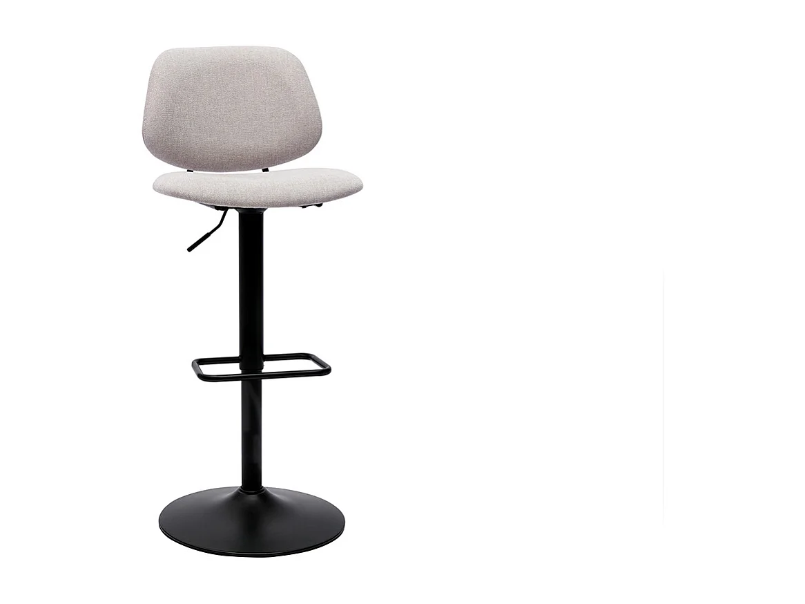 Tabourets de bar relevables design en tissu effet velours beige et métal noir BARNET (lot de 2)