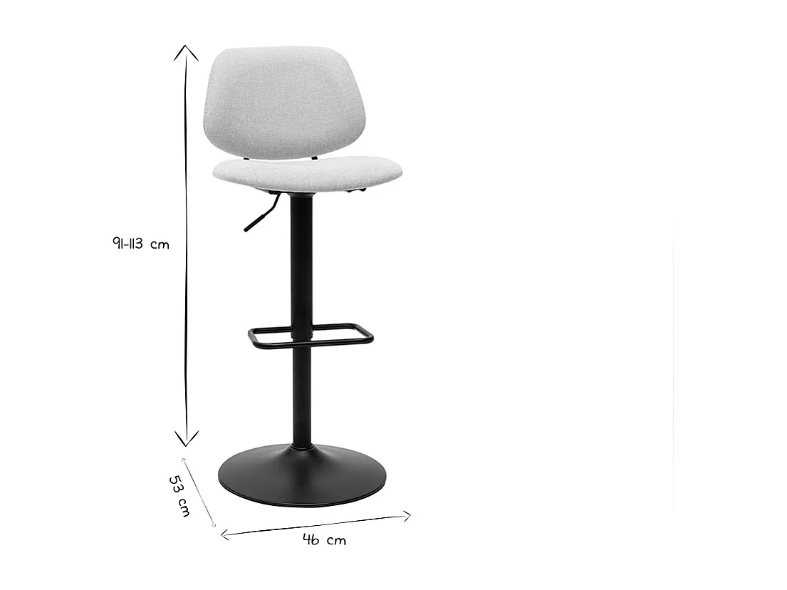 Tabourets de bar relevables design en tissu effet velours beige et métal noir BARNET (lot de 2)