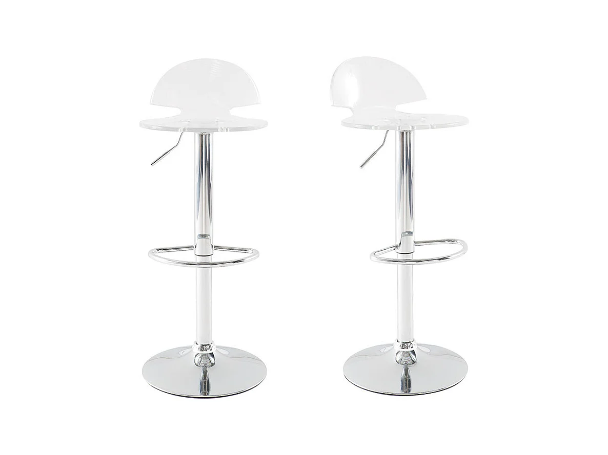 Tabourets de bar design plexiglas transparent (lot de 2) ORION
