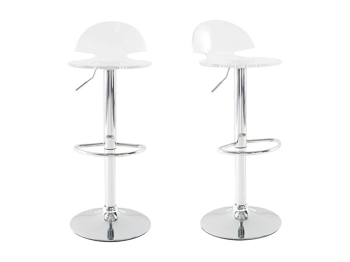 Tabourets de bar design plexiglas transparent (lot de 2) ORION
