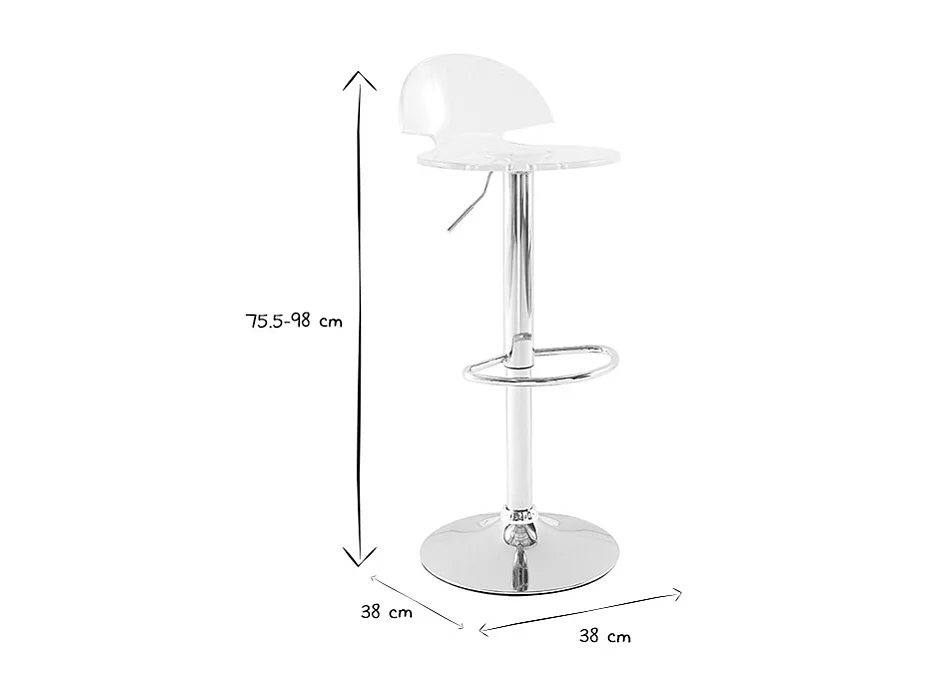 Tabourets de bar design plexiglas transparent (lot de 2) ORION
