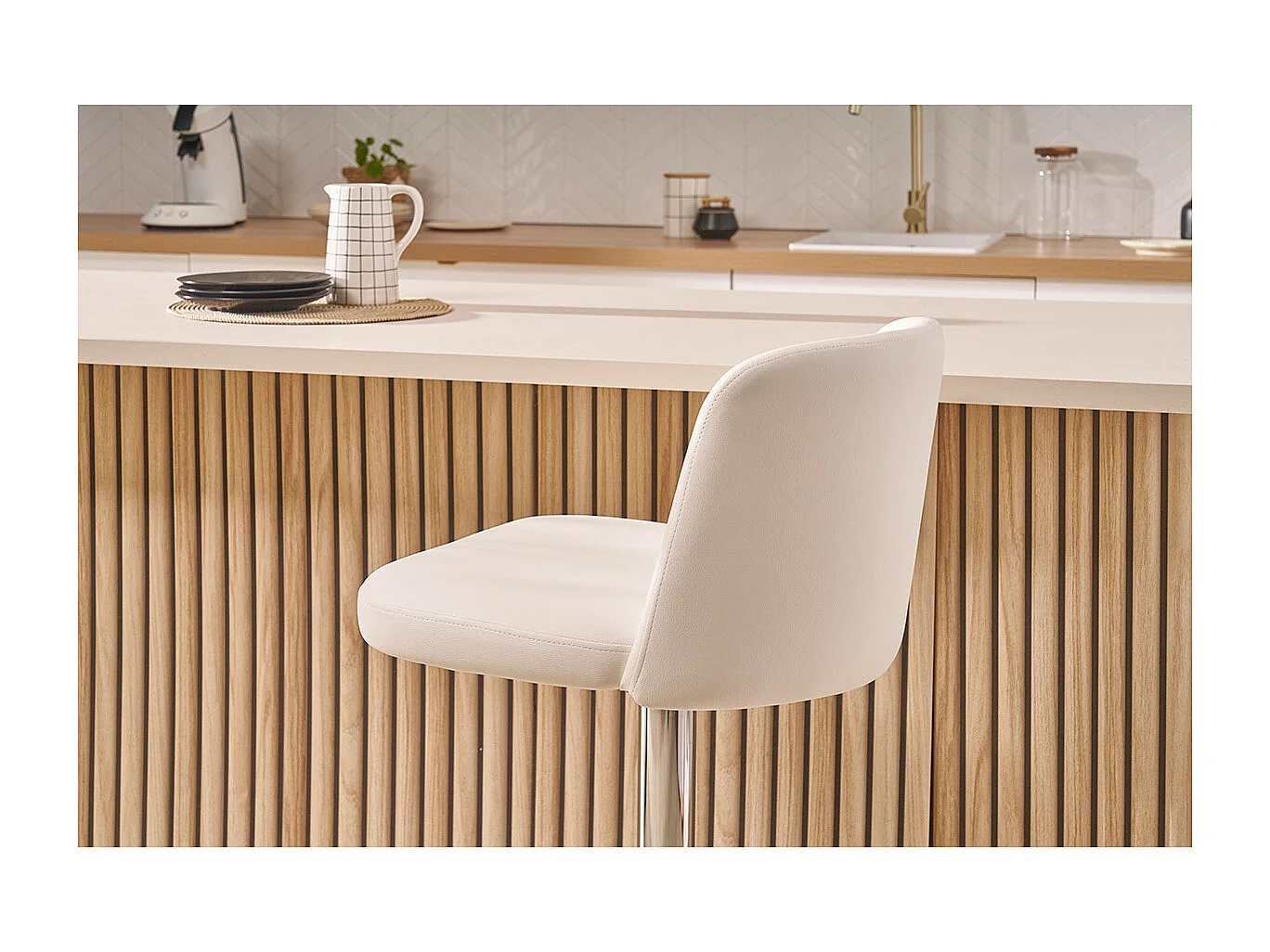 Set de 2 taburetes de cocina de diseño regulables blanco MONTI