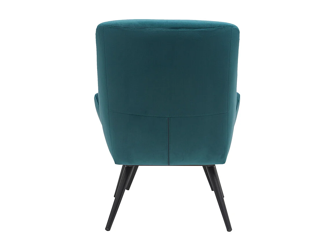 Design-Sessel und Fußstütze aus petrolfarbenem Stoff ZOE