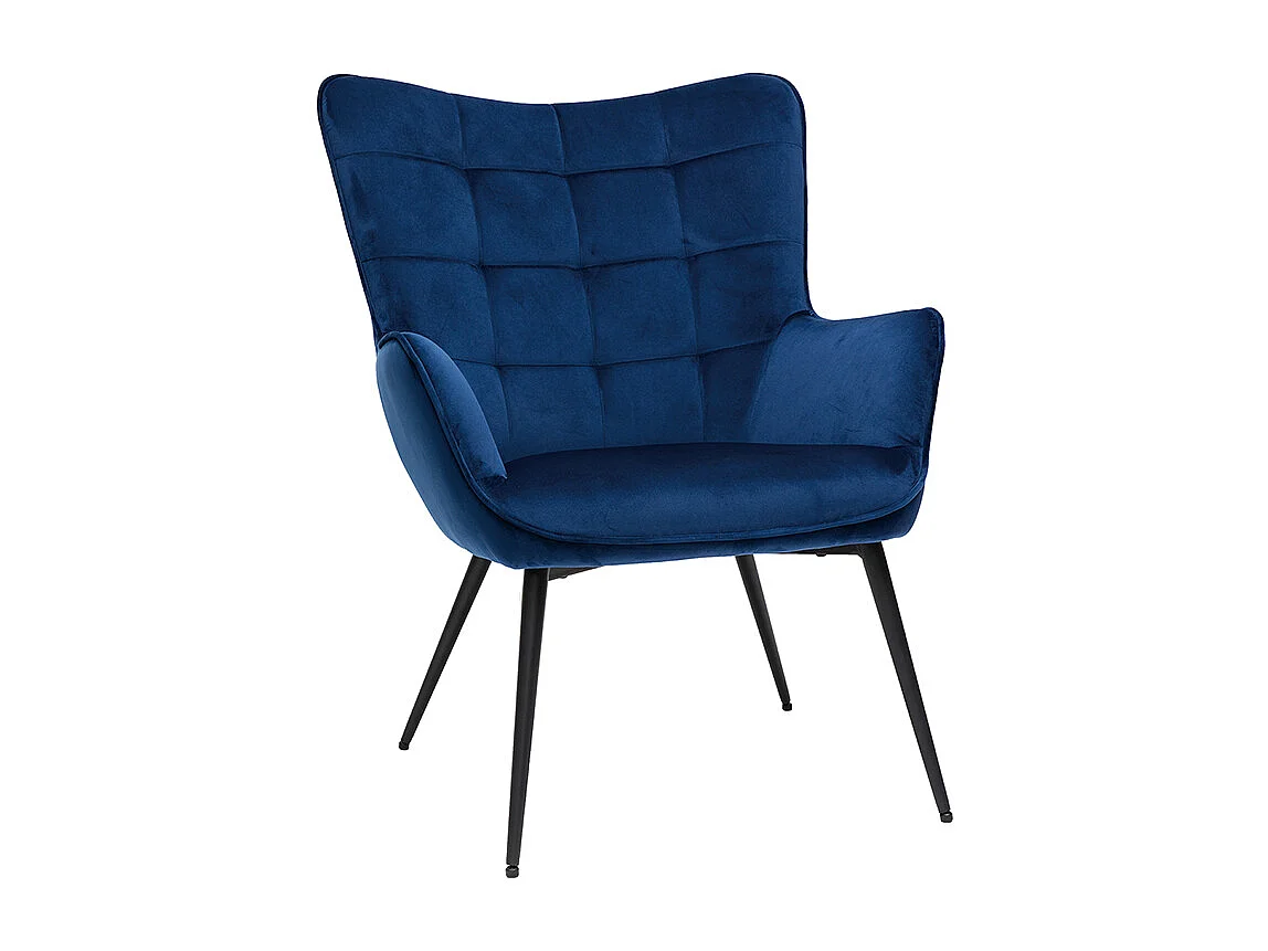 Sillón con reposapiés terciopelo azul MOOD