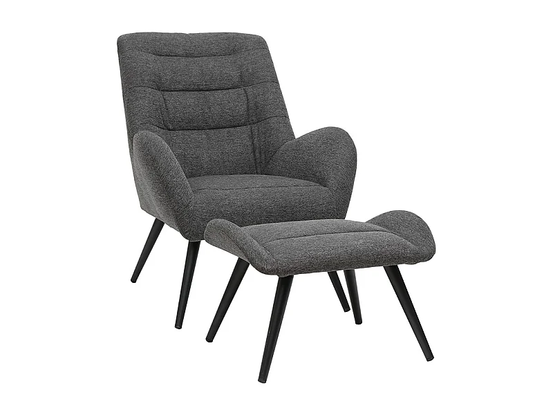 Design-Sessel und Fußstütze aus grauem Stoff ZOE