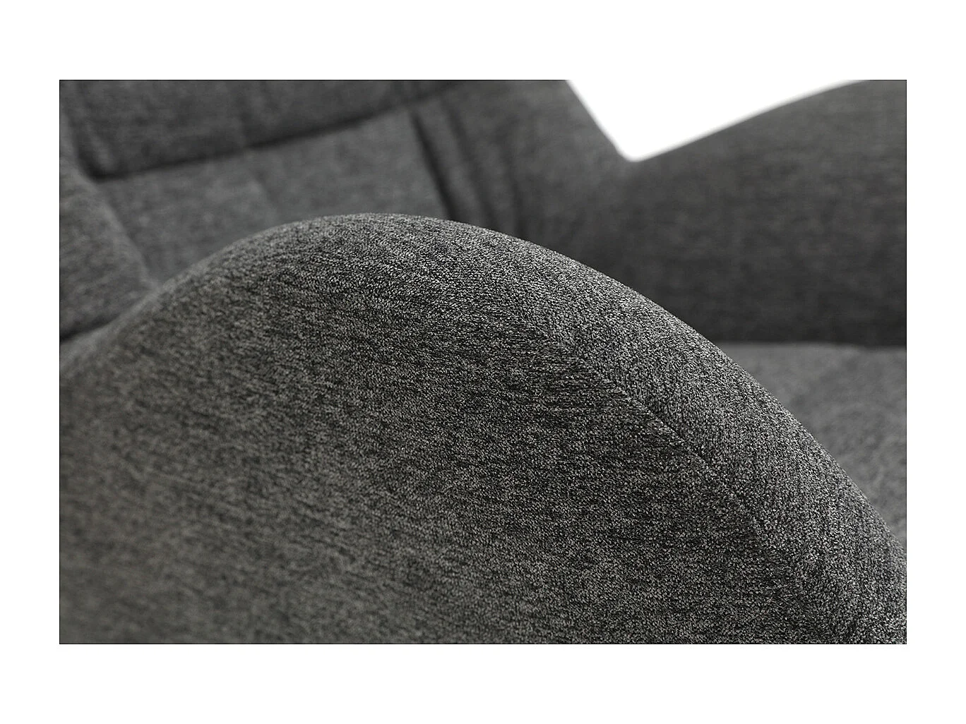 Fauteuil et repose-pieds design en tissu gris foncé et métal noir ZOE