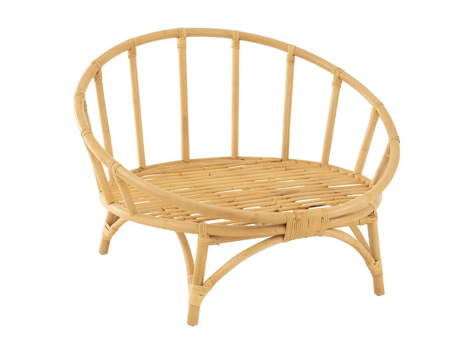 Fauteuil Rond Rotin & Coussin "Howard" 98cm Naturel