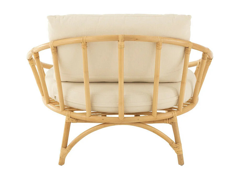 Fauteuil Rond Rotin & Coussin "Howard" 98cm Naturel