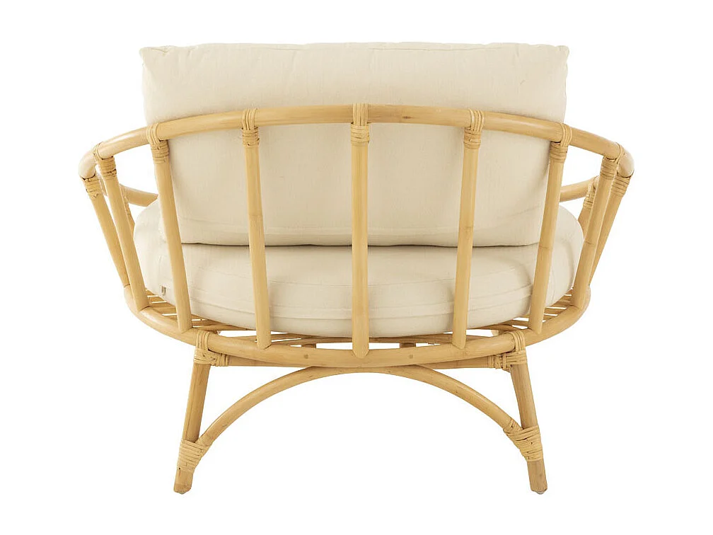 Fauteuil Rond Rotin & Coussin "Howard" 98cm Naturel