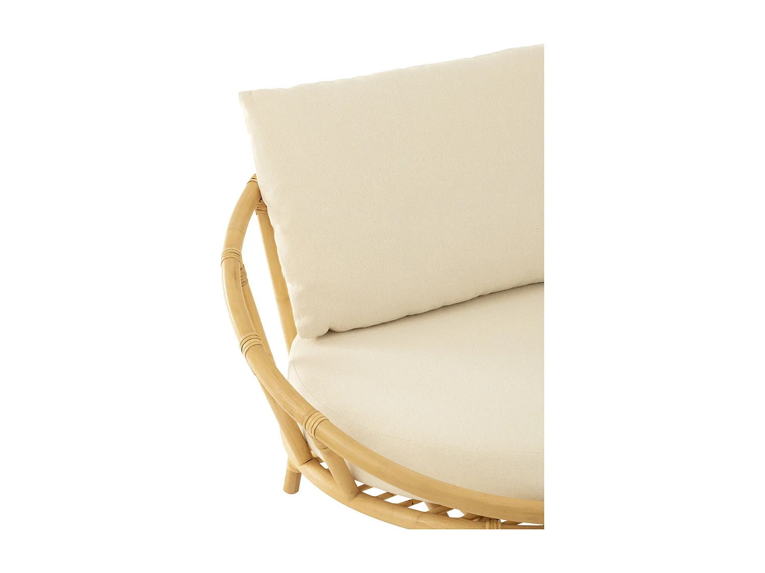 Fauteuil Rond Rotin & Coussin "Howard" 98cm Naturel