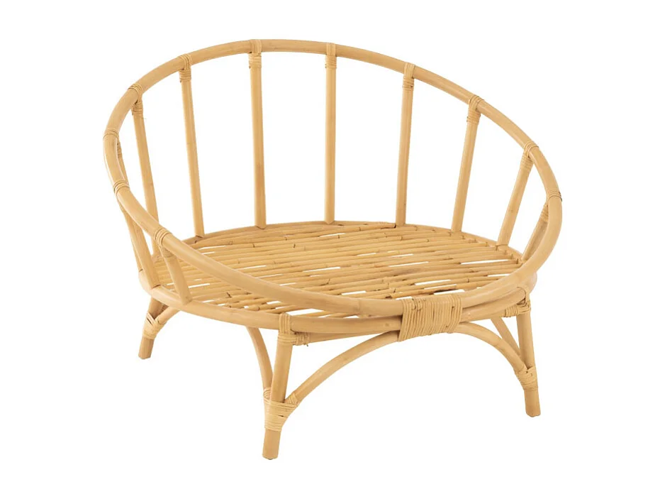 Fauteuil Rond Rotin & Coussin "Howard" 98cm Naturel
