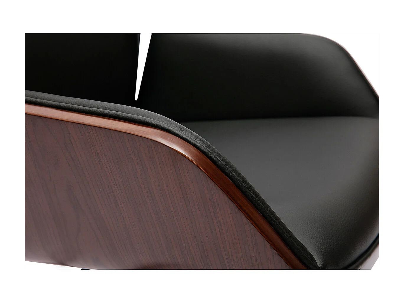 Chaise de bureau design pivotante 360° noir, bois foncé et métal noir MARLOW