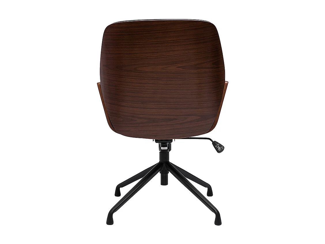 Sedia da ufficio girevole 360° nera design, legno scuro e metallo nero MARLOW