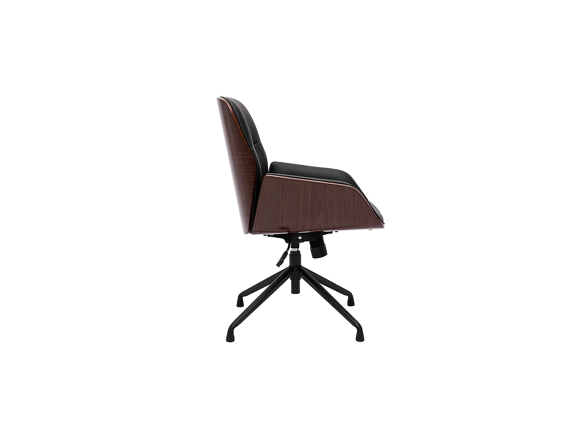 Silla de oficina giratoria de diseño 360° negro, madera oscura y metal negro MARLOW