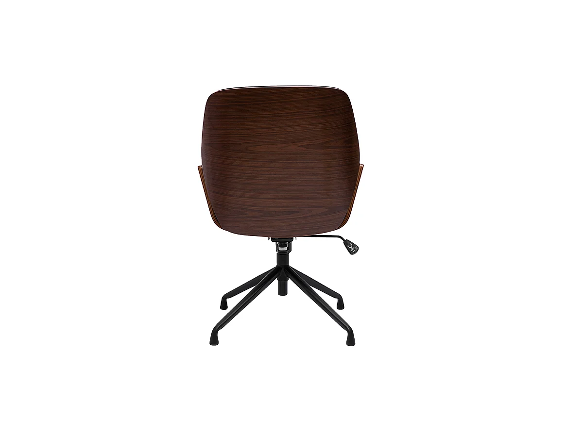 Silla de oficina giratoria de diseño 360° negro, madera oscura y metal negro MARLOW