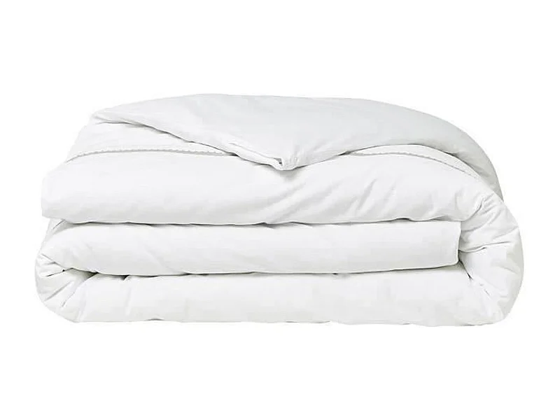 Parrure de lit uni craie 100% Percale Finition dentelle 220 x 240 cm